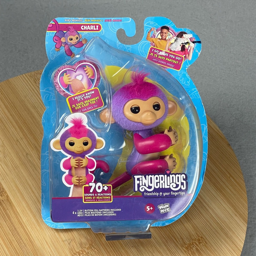 Fingerlings Baby Monkey Charli Interactive Toy Sounds Reactions Purple Pink